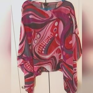 LANE BRYANT VIBRANT WAVY PRINT PULLOVER BLOUSE SZ 14/16